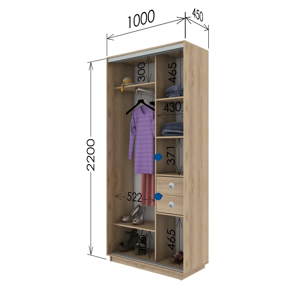 Шкаф-купе Шафа купе1000*450*2200