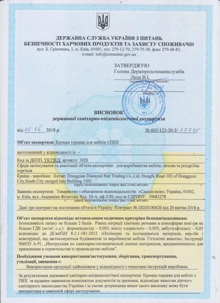 Сертифікат ПВХ